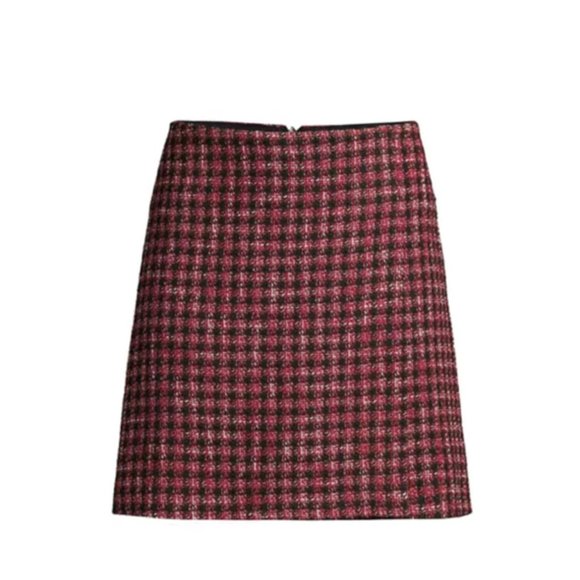 HUGO BOSS New Veljara Tweed A-line Red Mini Skirt - Picture 3 of 4